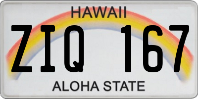HI license plate ZIQ167