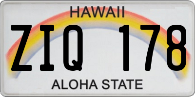 HI license plate ZIQ178
