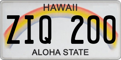 HI license plate ZIQ200