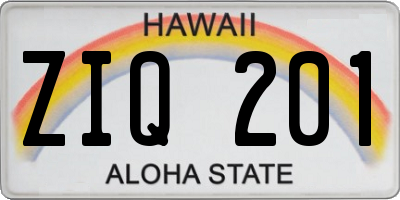 HI license plate ZIQ201