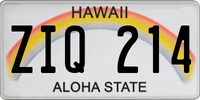 HI license plate ZIQ214