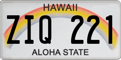 HI license plate ZIQ221