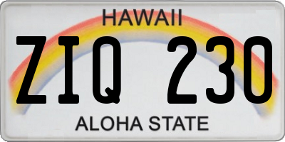HI license plate ZIQ230