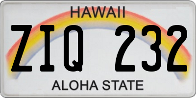 HI license plate ZIQ232