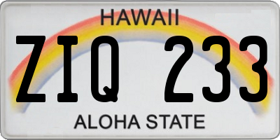 HI license plate ZIQ233