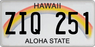 HI license plate ZIQ251