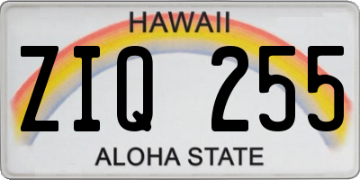 HI license plate ZIQ255
