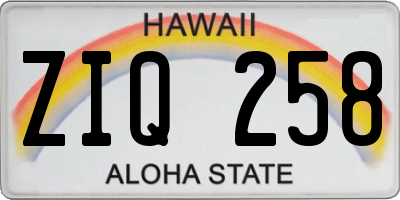 HI license plate ZIQ258