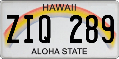 HI license plate ZIQ289