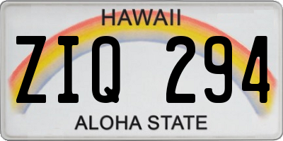 HI license plate ZIQ294