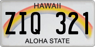 HI license plate ZIQ321
