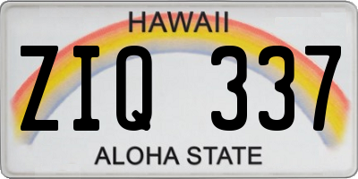 HI license plate ZIQ337