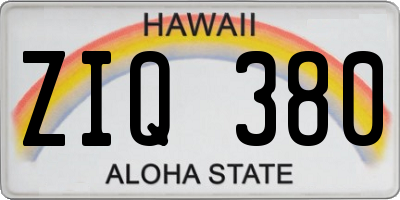 HI license plate ZIQ380