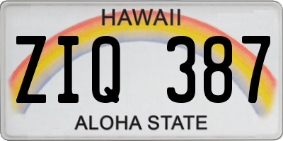 HI license plate ZIQ387