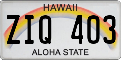 HI license plate ZIQ403