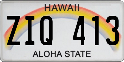 HI license plate ZIQ413