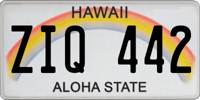 HI license plate ZIQ442