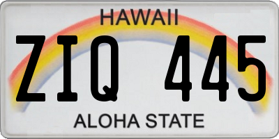HI license plate ZIQ445