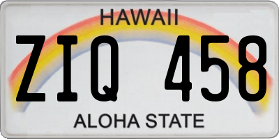 HI license plate ZIQ458