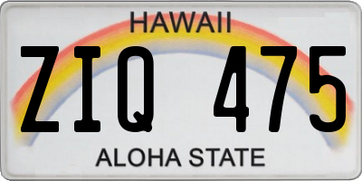 HI license plate ZIQ475