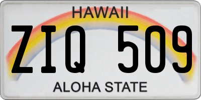HI license plate ZIQ509