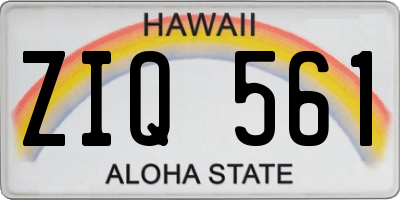 HI license plate ZIQ561