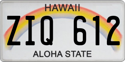 HI license plate ZIQ612