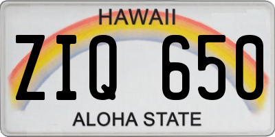 HI license plate ZIQ650