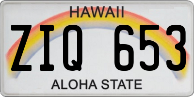 HI license plate ZIQ653