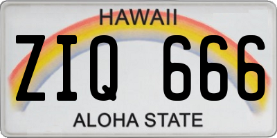 HI license plate ZIQ666