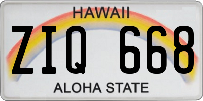 HI license plate ZIQ668