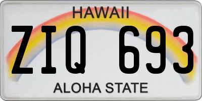 HI license plate ZIQ693