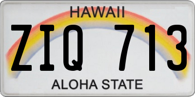 HI license plate ZIQ713