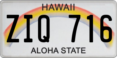 HI license plate ZIQ716