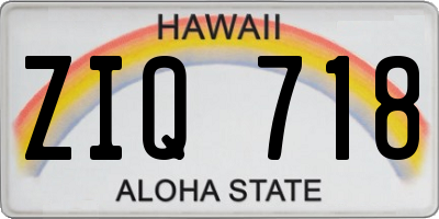 HI license plate ZIQ718