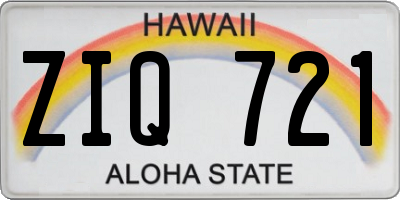 HI license plate ZIQ721