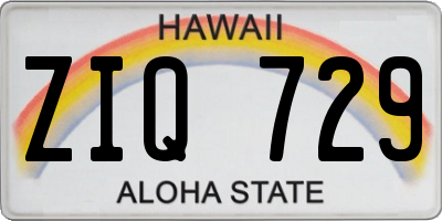HI license plate ZIQ729
