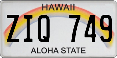 HI license plate ZIQ749