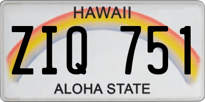 HI license plate ZIQ751