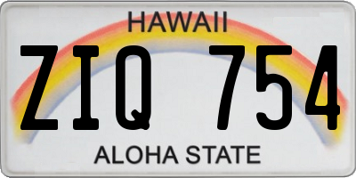 HI license plate ZIQ754