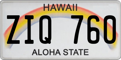 HI license plate ZIQ760