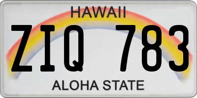 HI license plate ZIQ783