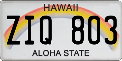 HI license plate ZIQ803