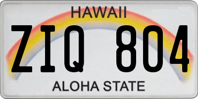HI license plate ZIQ804