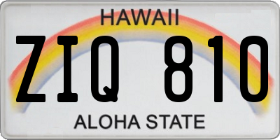 HI license plate ZIQ810