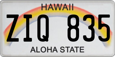 HI license plate ZIQ835