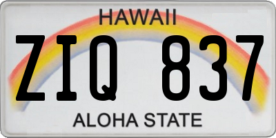 HI license plate ZIQ837