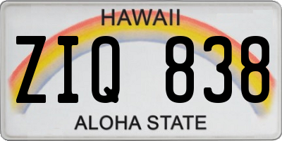 HI license plate ZIQ838