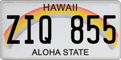 HI license plate ZIQ855