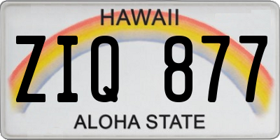 HI license plate ZIQ877